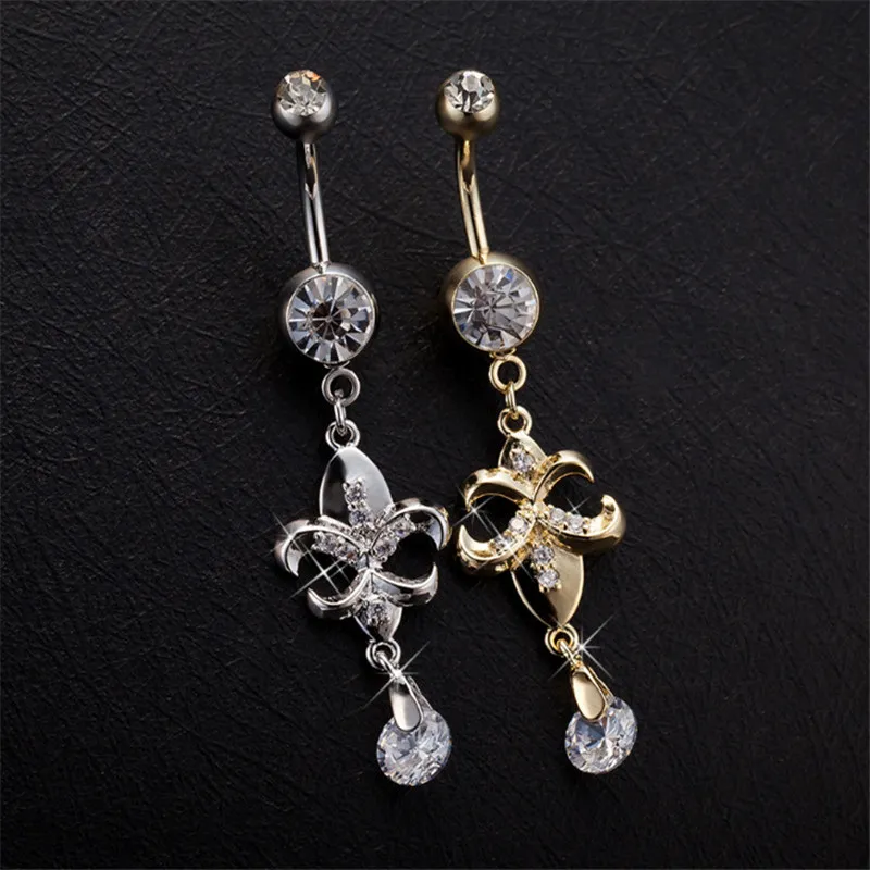 White/Gold New Arrival Fashsion High Quality Medical Steel Buckle Gold Plated Piercing Navel Belly Button Ring