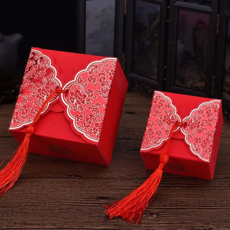 Chinese Wedding Favor Candy Boxes Red Wood Candy Box Chinese Double — free download