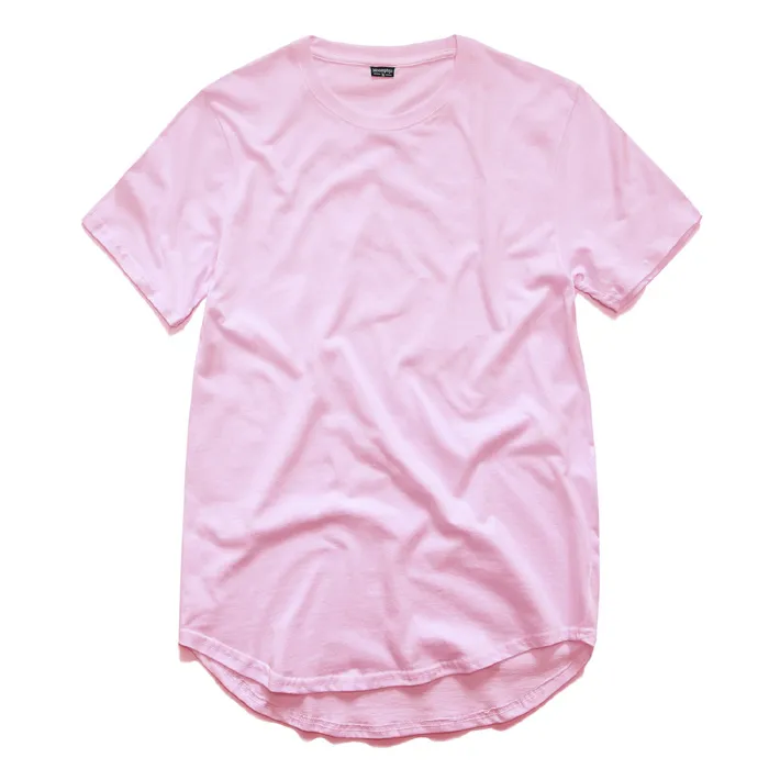 7色のメンズビッグアンドトール衣料品デザイナーシティトレンド服tシャツhomme curved hem tee plain extended t shirt