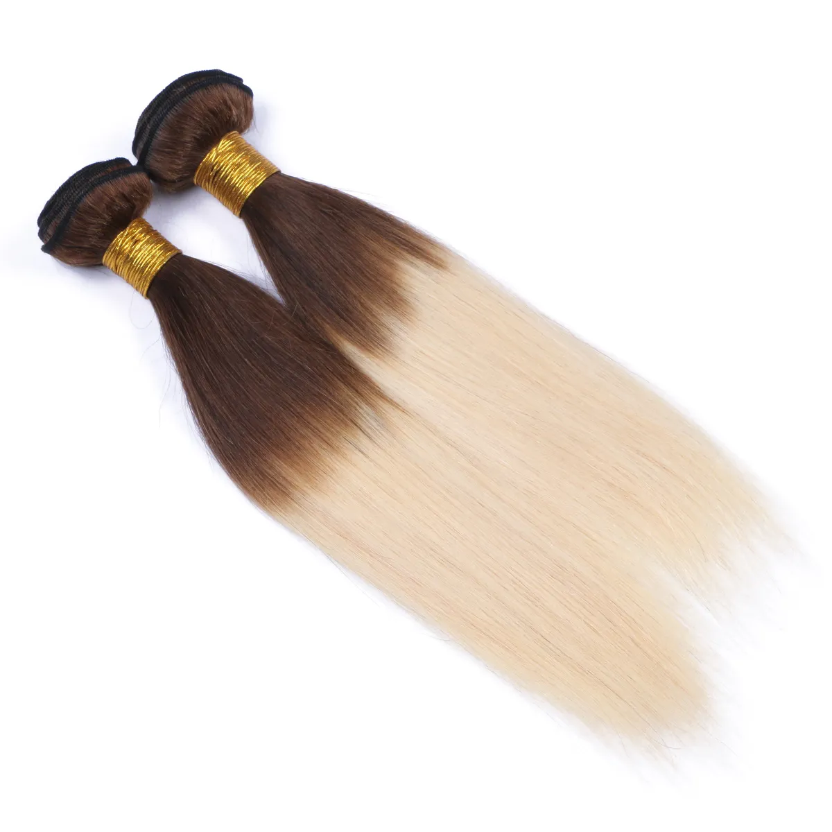 Neu Kommen Braun Blonde Ombre Peruanisches Vingin Haar Seidige Glatte Haarverlängerungen Zweifarbig 4/613 Ombre Menschliches Haar Weben Gerade Bundles