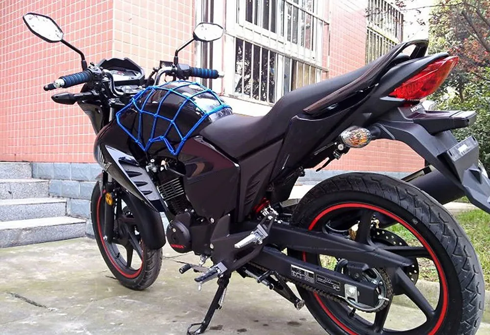 30x30cm Motosiklet Bagaj Kargo Net Çanta Kask Deri Malzeme Dekoratif Uzatılabilir Depolama Taşıyıcı CS 9197980