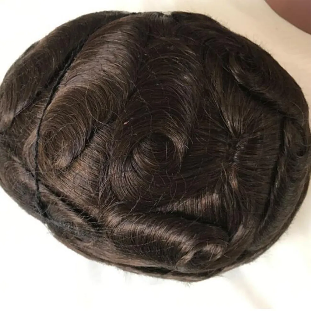 Tunn hud Toupee 8quotx10quot Human Hair Män peruk ersättningssystem remy hårprost hårstycken hår ersättare män toupee 7114193
