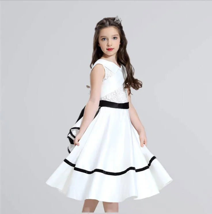Vestidos de Daminha Elegante weiße Spitze Erstkommunion Kleider für Mädchen Pageant Blumenmädchen Kleid Mädchen Hochzeit Party Kleider