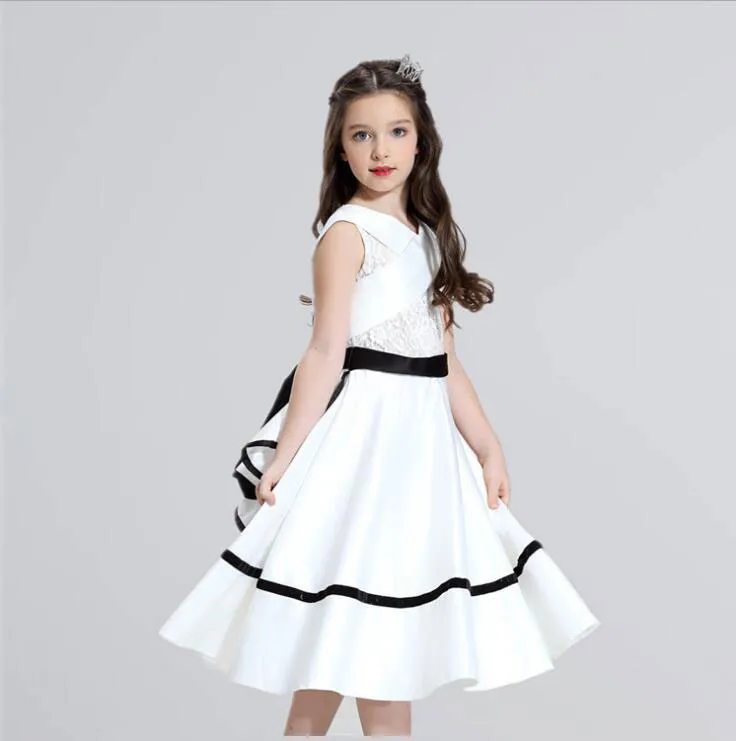 Vestidos de Daminha Elegant Vit Lace First Communion Dresses For Girls Pageant Flower Girl Dress Girl Wedding Party Dresses