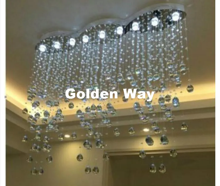 Livraison Gratuite L100cm W20cm H150cm Lustre En Cristal Moderne Salon Kroonluchter Lamparas De Cristal LED Pendentif Éclairage