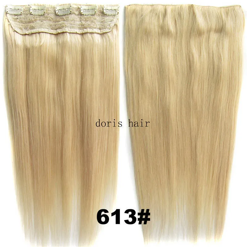 Clip de luxe ONE Piece dans les extensions de cheveux humains doux et soyeux remy droit 100g avec dentelle pour tête complète couleur naturelle blond noir bro7985962