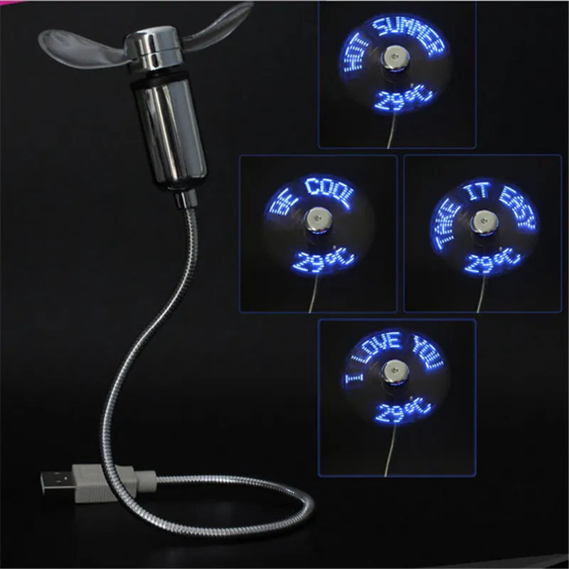 Mini USB LED Fan Plastic Alloy USB Temperature Fan For PCs Notebooks