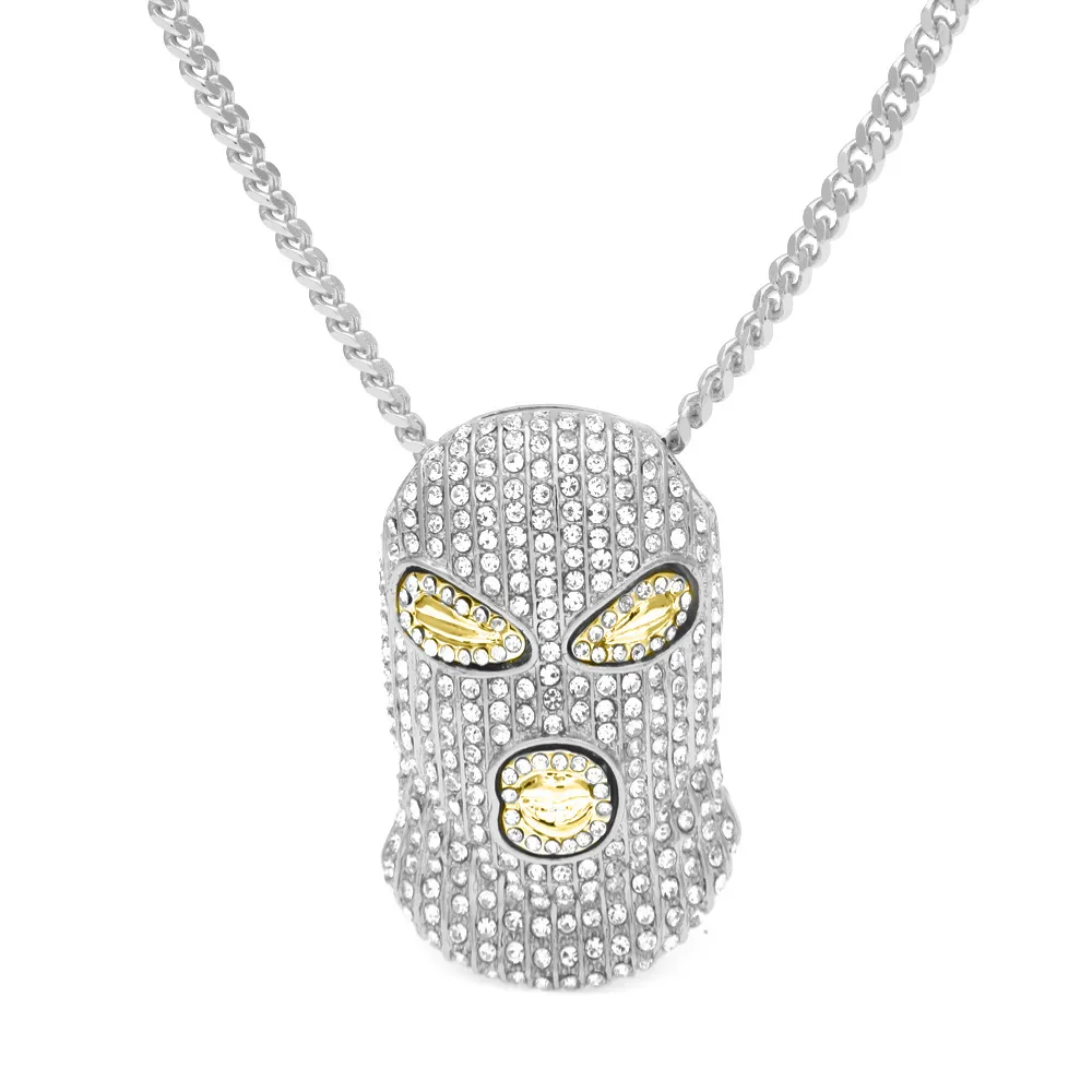 Hip Hop CSGO Pendant Necklace Mens Punk Style Gold Silver Plated Mask Head Charm High Quality Cuban Chain