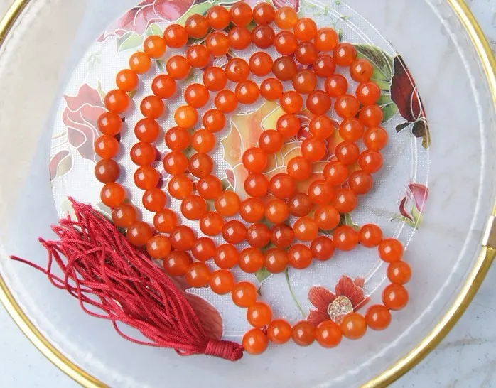 Perles de prière bouddhistes tibétaines, collier de bracelet de perles de charme vintage en agate rouge 108