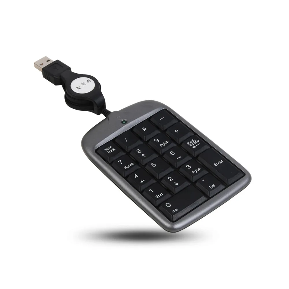 Nova Mini USB 18 Teclas Numérico Teclado Numérico Teclado Numérico com Cabo Retrátil