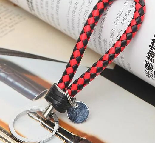 wholesale Keychains colorful PU leather braided keychain KeyRing Cute Promotion Gifts keyrings