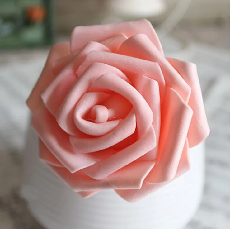 10 couleurs 8CM artificielle Rose fleurs mariage mariée Bouquet PE mousse bricolage décor à la maison Rose fleurs G1129