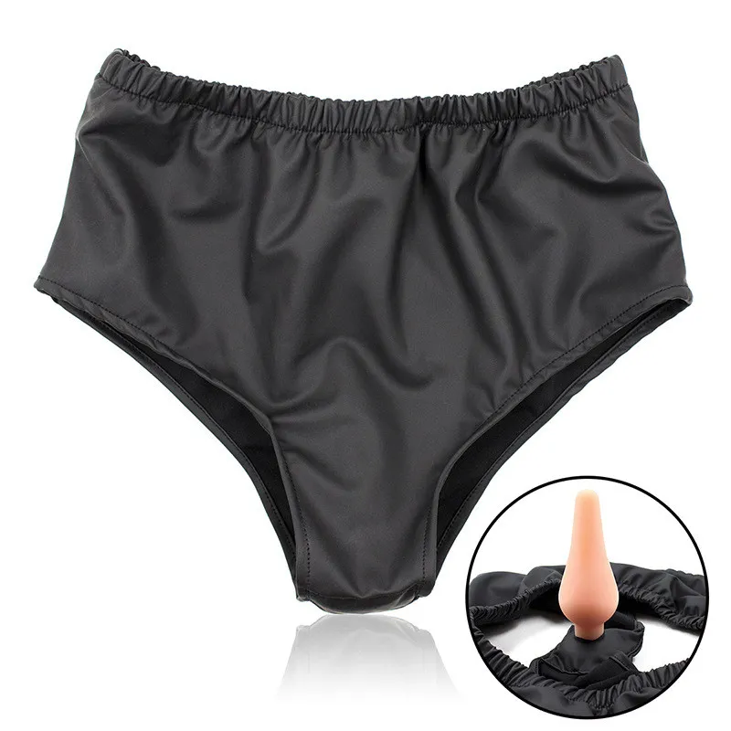 Leather Latex Masturbation Underwear Chastity Panties With Anus Plug Newfangled Chastity Belt Anal Sex Toy for Woman Adults01