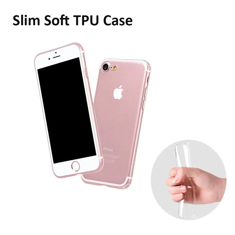 Étuis de téléphone portable ultra minces pour Apple iPhone 7 Plus 6 6S 5S 5 SE étui en silicone TPU souple transparent en cristal de luxe