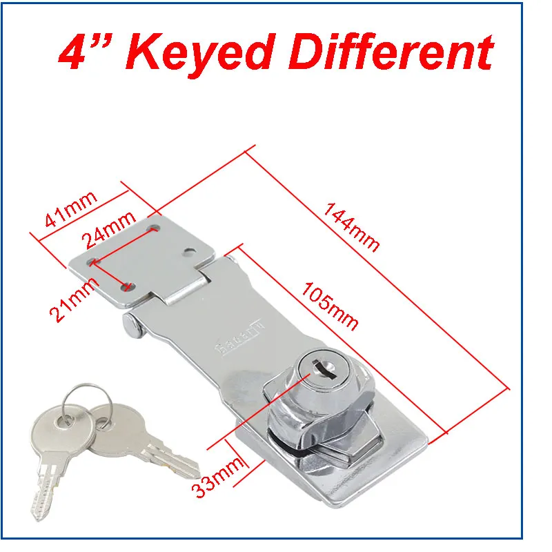 Twist Knob Locking Hasps Integrated Lock Chrome Plated Finish With Keyed Alike Different And