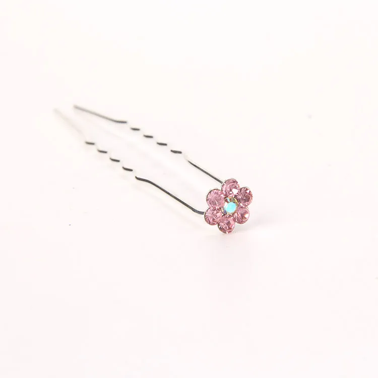 10 stks Crystal Rhinestone U-vormige haarspelden Hoofdepieces Bruiloft Bruids Haar Prom Pins Pin Small Size Multi Color