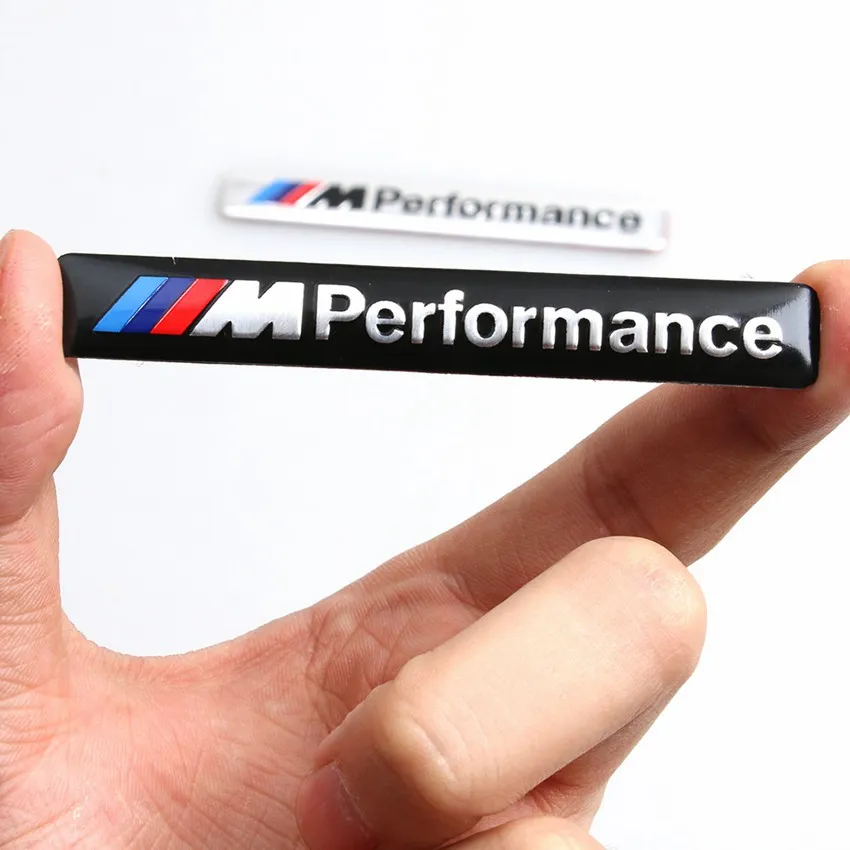 ///M Performance M Power 85x12mm Motorsport Logo in metallo Adesivo auto Emblema in alluminio griglia BMW E34 E36 E39 E53 E60 E90 F10 F30 M3