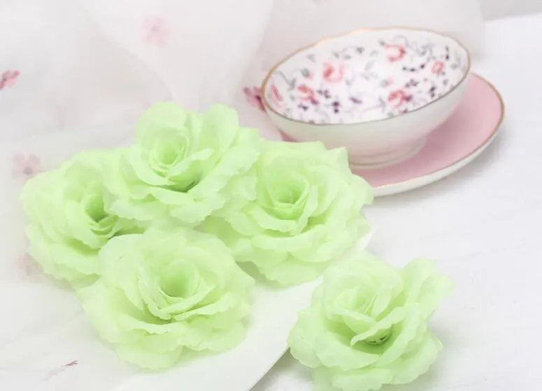 Högkvalitativ 8cm Artificiell Silk Rose Flower Head for Wedding Home Decoration R FH91702