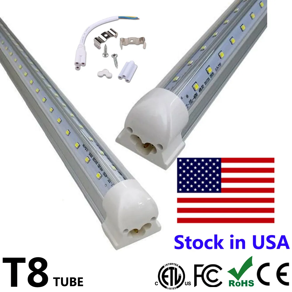 LED Integrated Tubes 5FT 6FT 8FT Cooler Lights LED 4ft V Shaped Tube Light 4 5 6 8 ft LED Fluorescent Tube Light