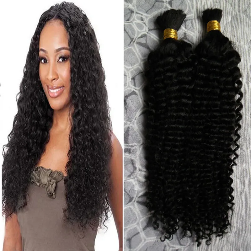 Capelli umani per intrecciare alla rinfusa senza accessori Treccia riccia profonda da 200 g di capelli umani senza trama 2 pezzi di capelli intrecciati brasiliani alla rinfusa senza trama