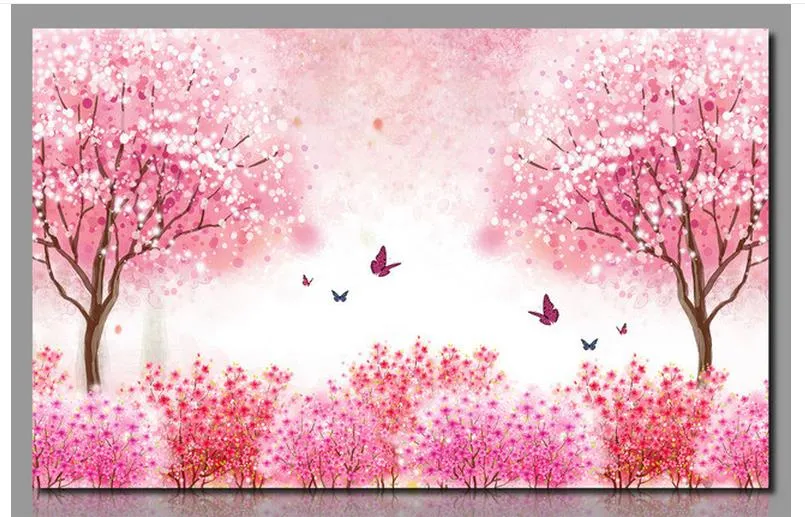 De gama alta de papel de pared papel pintado murales de fotos personalizado 3d romántica flor de cereza 3d sala de estar decoración del hogar de la pared papel tapiz de fondo rosa