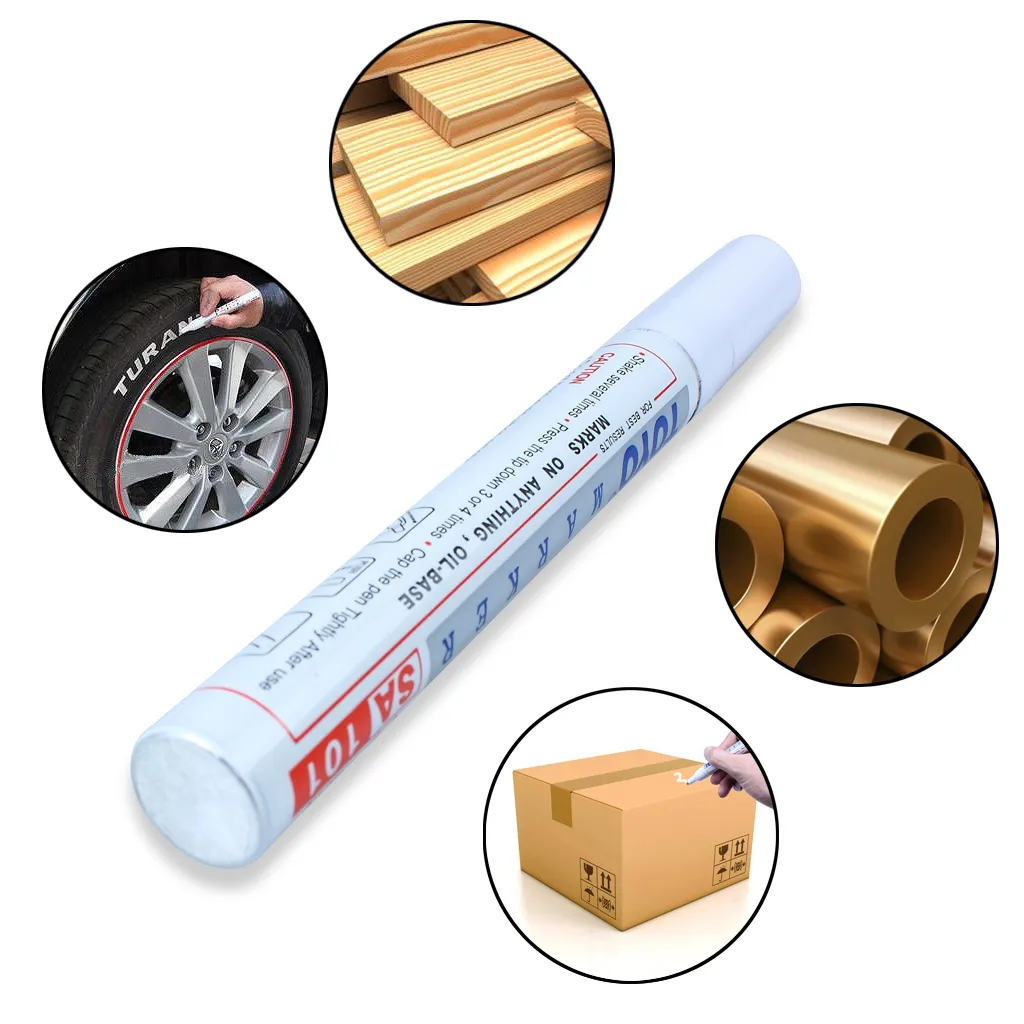 White Marker Pen, Graffiti Pens, Waterproof, Permanent Tire Painting,  Notebook Tyre Tread, Oily Environmental Pen, 12Pcs Box