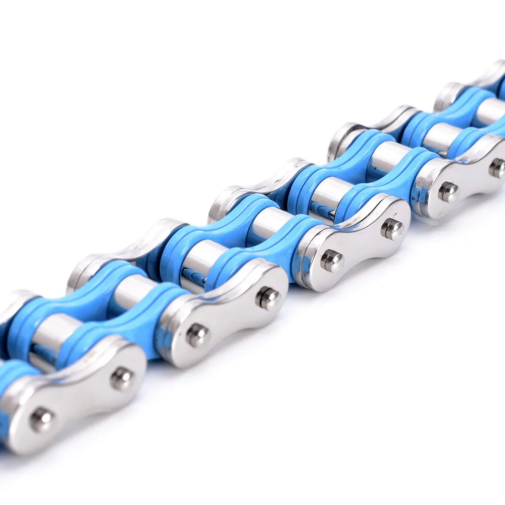 Reale acciaio inossidabile 316L blu IP elettrolitico bicicletta moto uomini freddi moto catena braccialetto 23 cm * 1,6 cm