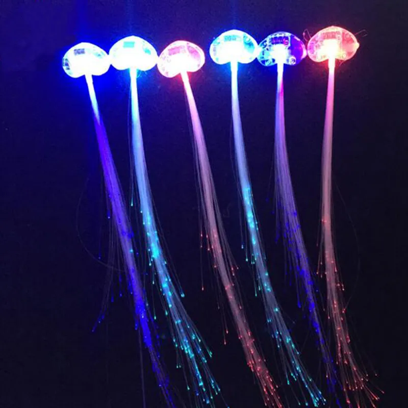 Glow Blinking Hair Clip Flash LED Braid Show Party Decoration Colorful Luminous Braid Optical Fiber Wire Hairpin