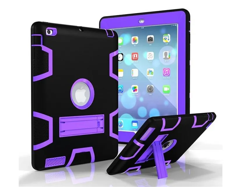3 i 1 Hybrid Case Robot Heavy Duty Shockside Cover med stativ för iPad Mini 1234 Air Air2 Pro LG Pad 2/3 Samsung Tab a e