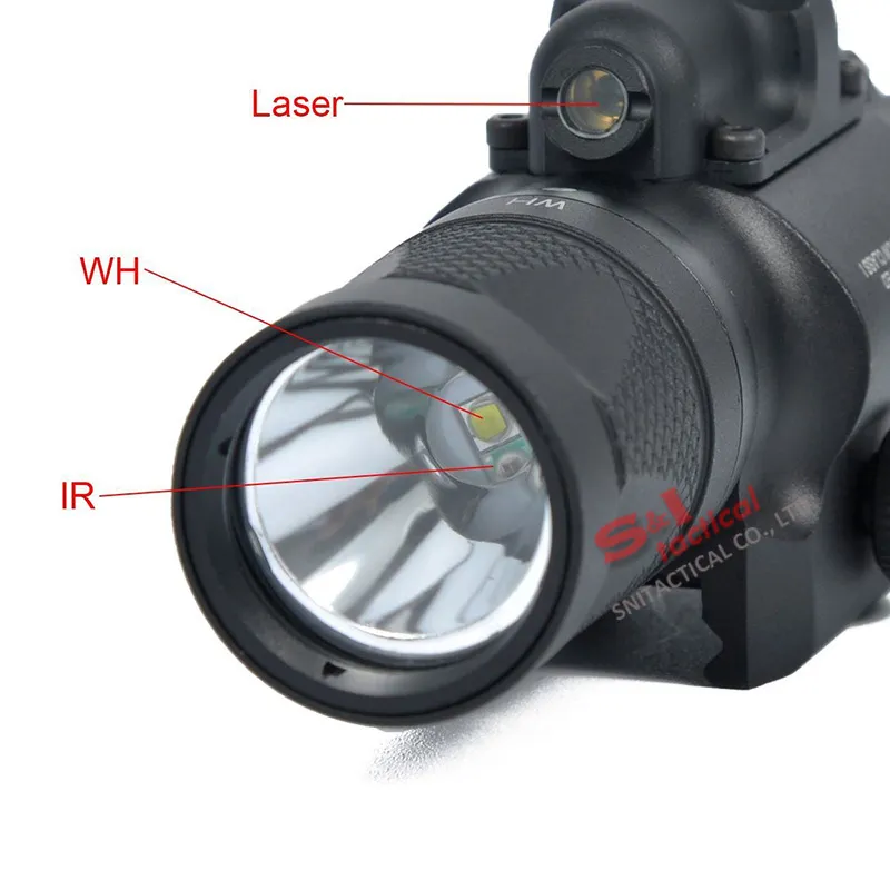 جديد SF X400V-IR المصباح التكتيكي بندقية ضوء LED الأبيض والأشعة تحت الحمراء الإخراج مع الليزر الأحمر الأسود