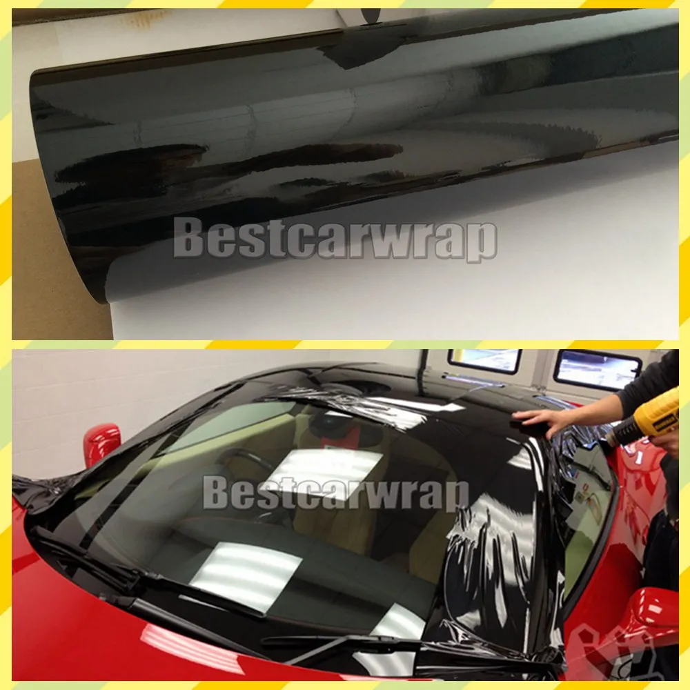 Piano Black Ultra Shiny Glossy Vinyl Wrap 3 Layers High Gloss Car Wrap Film Shiny Like 3M 1080 Med Air Bubble Free Size: 1,52*20M/Roll