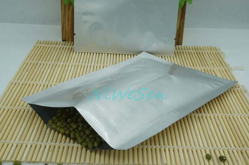 24x37cm sock heat seal bag,100 X Silver white Pure Aluminium flat bags, top open heating sealed underware/T-shirt plain sack