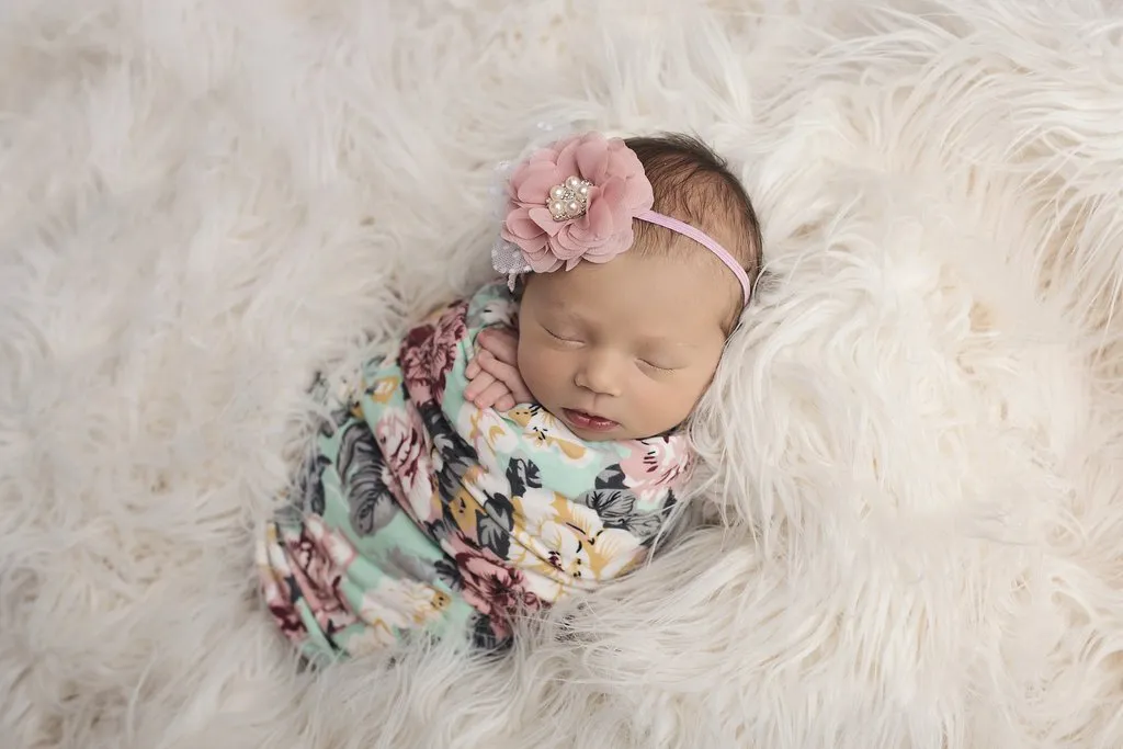 INS Floral Baby sleeping bag Flower Printed Newborn Blanket Flower Printed sleeping sack + Bowknot Headband Sets C2171