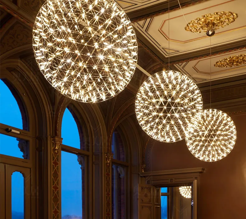 Светодиодные современные подвесные светильники фейерверк лампа мяч звезды висит подвесные светильники светильник отель торговый центр кафе паб бар дома крытый освещение