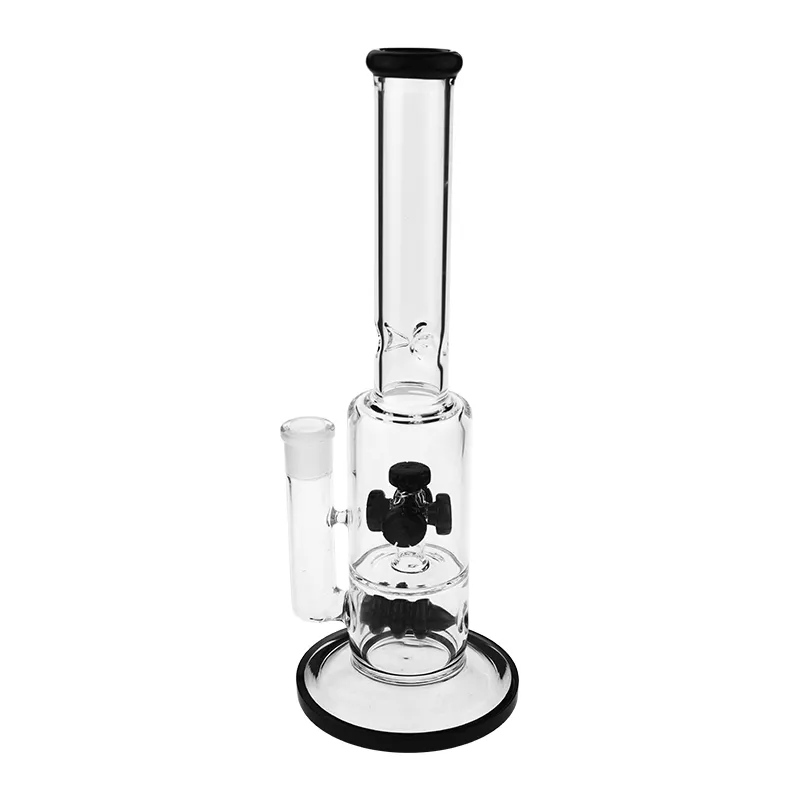 Mais novo pesado folha de vidro da tubulação de água de vidro bongs percolator 18mm fêmea conjunta cor preta ES-GB-101