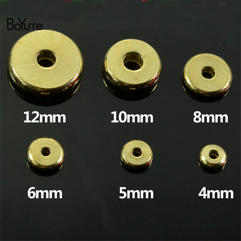 BoYuTe 100 pièces 3 MM 4 MM 5 MM 6 MM 7 MM 8 MM 10 MM 12 MM rond métal laiton bricolage perles entretoises en vrac pour la fabrication de bijoux224Y