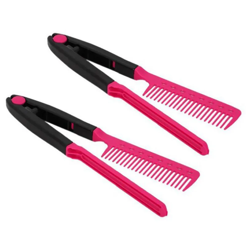 Fashion V Type Hair Straightener Comb DIY Salon Hairdressing Styling Tool Curls Brush Combs 
