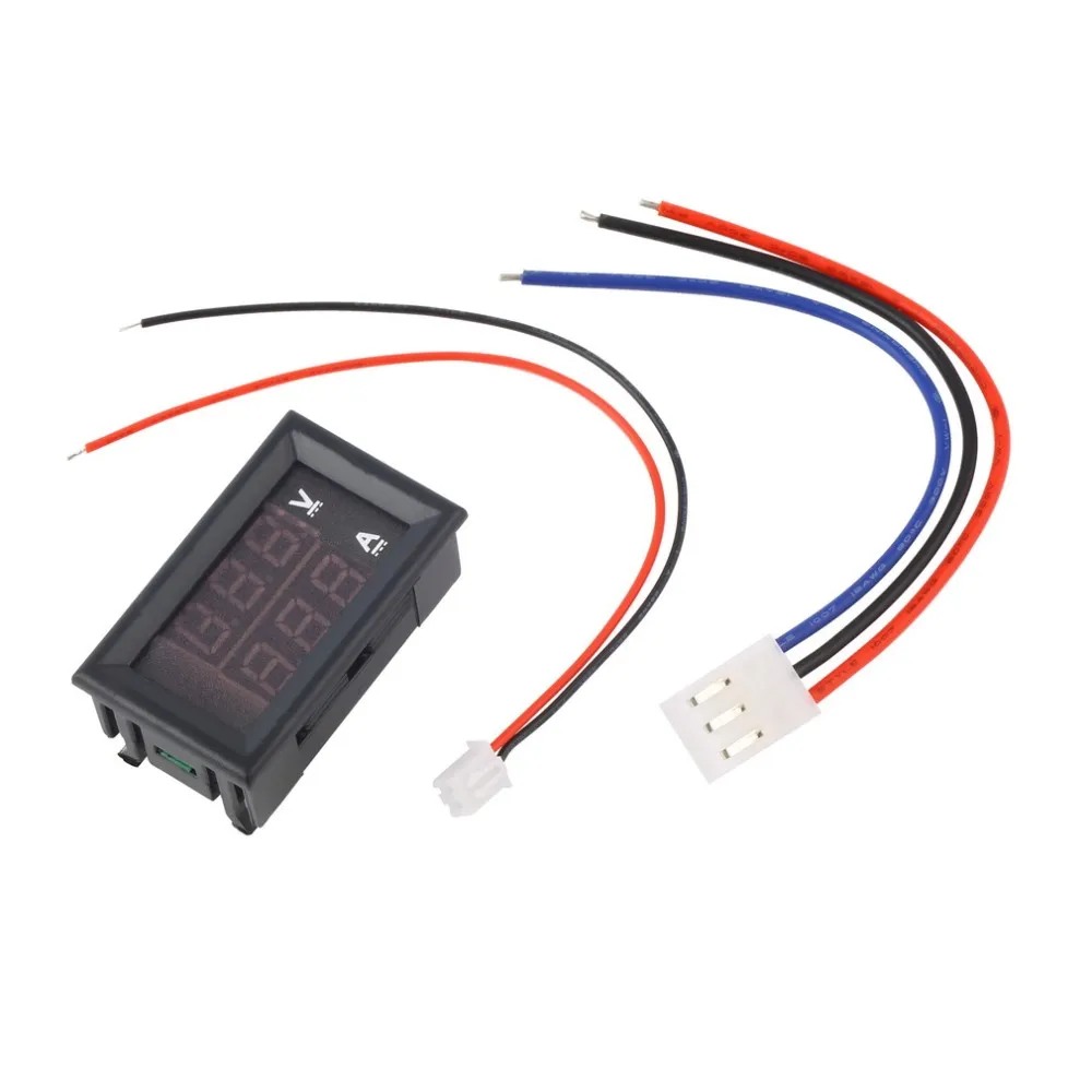 Nowy DC 100 V 10A Voltmeter Amperomierz Niebieski + Czerwony LED Cyfrowy Miernik Volt Volt