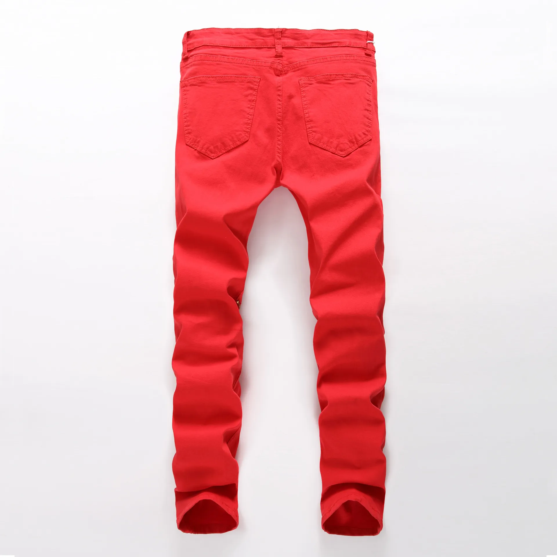 European fashion simple color leisure zipper decoration jeans multi - zipper high elastic cotton trousers support mixed batch280I