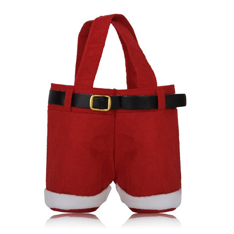 Regalo di Natale Borsa regalo di caramelle natalizie stile pantaloni di Babbo Natale Borsa di Natale Regalo Borsa di imballaggio di zucchero natalizio Borse di flanella 50 pezzi9831943