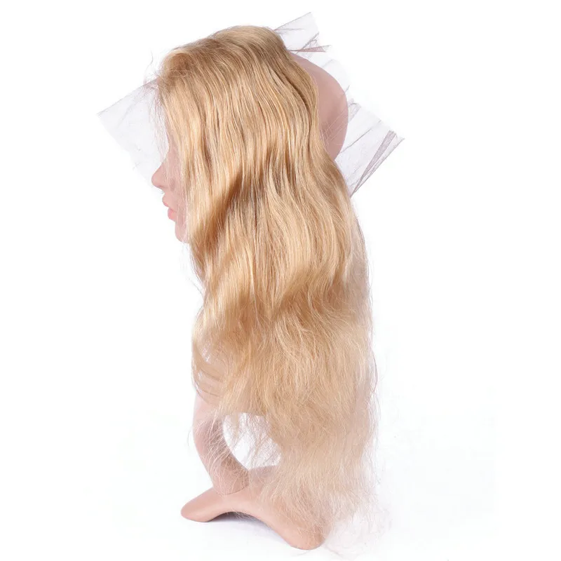 27 Honey Blonde 360 ​​Lace Frontal Frontal Wave Wave Body Wave Russian Blonde Full Frontals 360 Band Lace Closure 2575849
