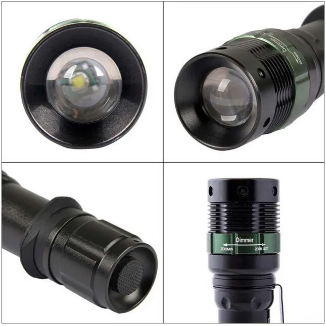 DHL LED FLASHLIGHT 2000 LUMENS 방수 확대 가능 XML Q5 LAMP LIGHT TORCH BY 18650 OURDOOR5591471 용 충전식 배터리