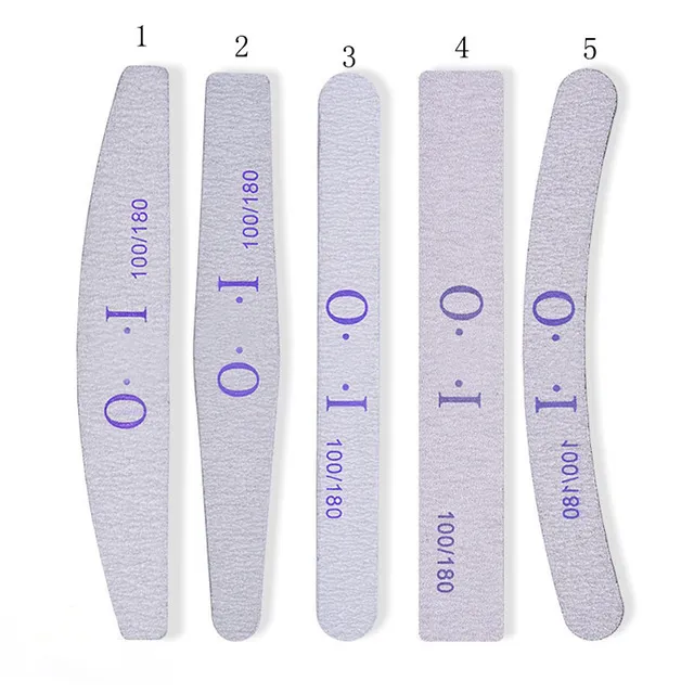 100pcs Nail Files Sanding 100/180 Curve Banana For Nail Art Tips Buffer Nail File Manicure Tools 5 Styles Random