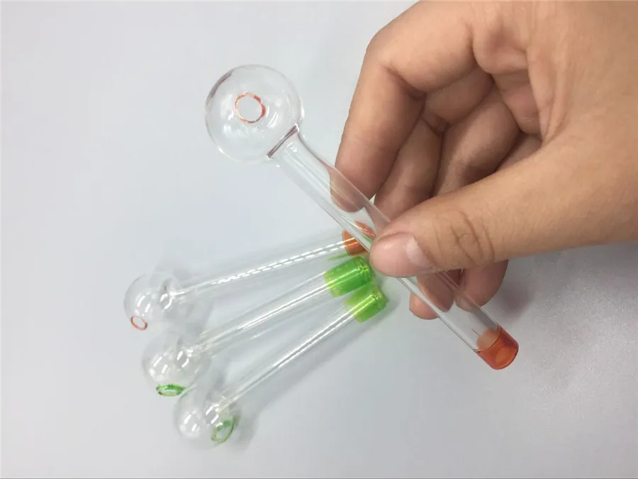 cheap hot sale Glass Oil Burner Pipe mini Smoking Hand Pipes galss tube 10cm Thick Glass Pipe Oil Colorful Pipe 