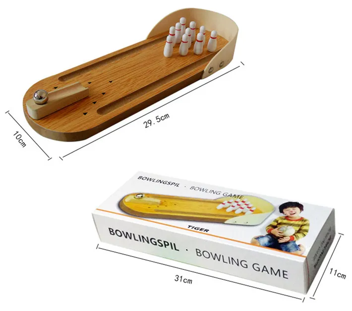 Wooden Mini Bowling Game Nettes Tischballspiel für Kinder und Spielzeug für Erwachsene