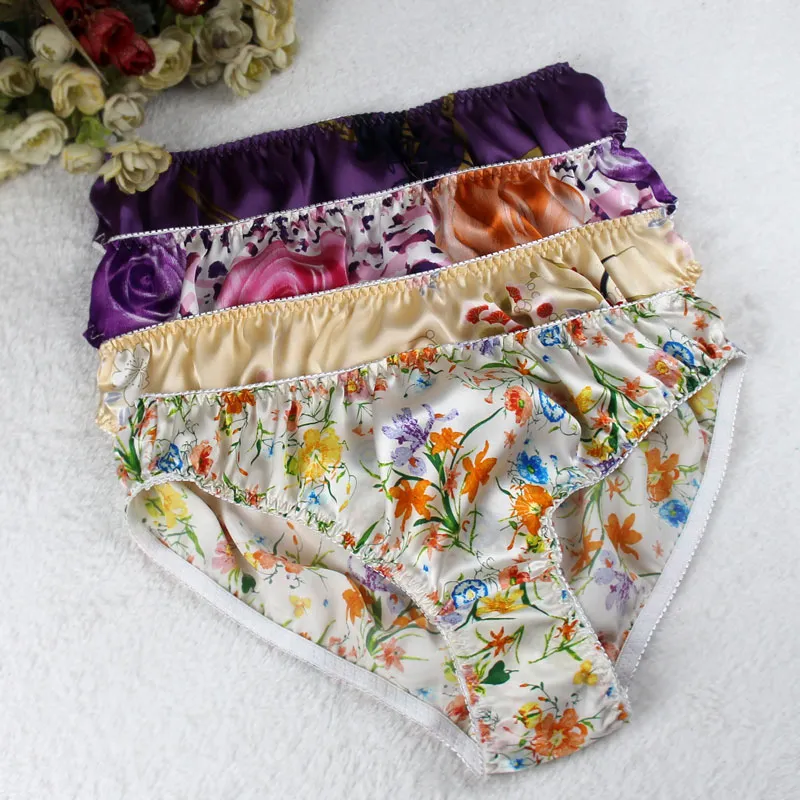 Womens 100% Silk Panties Briefs Flowered Underwear M L XL XXL From  Pengfangrong, $37.57