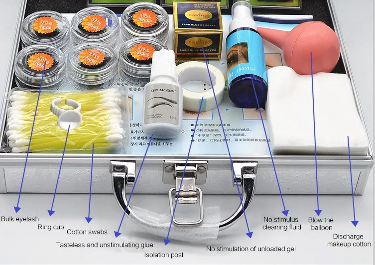 2016 새로운 고품질 전문 메이크업 거짓 속눈썹 확장 화장품 세트 키트 눈 개별 손으로 만든 자연 긴 안 바른 상자