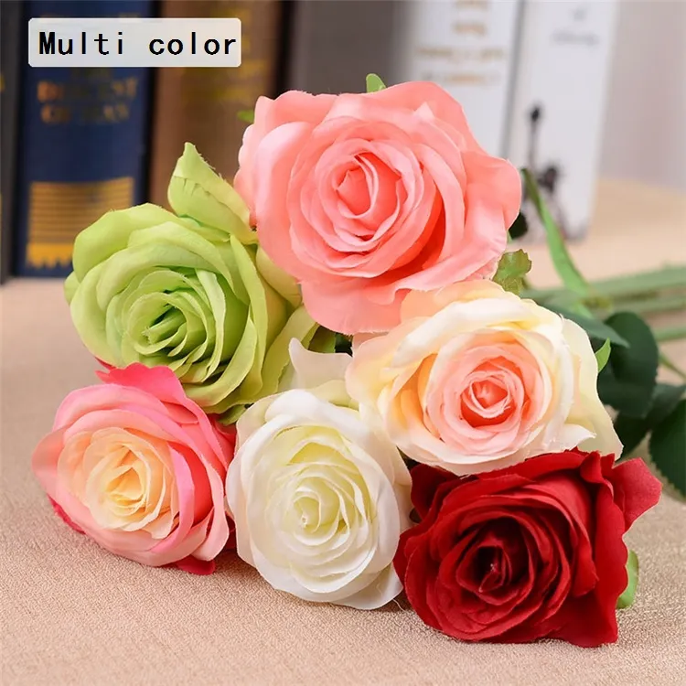 All'ingrosso-Rose artificiali Fiore Seta finta Rose singole multi colori per centrotavola matrimonio Fiori decorativi per feste a casa A0744