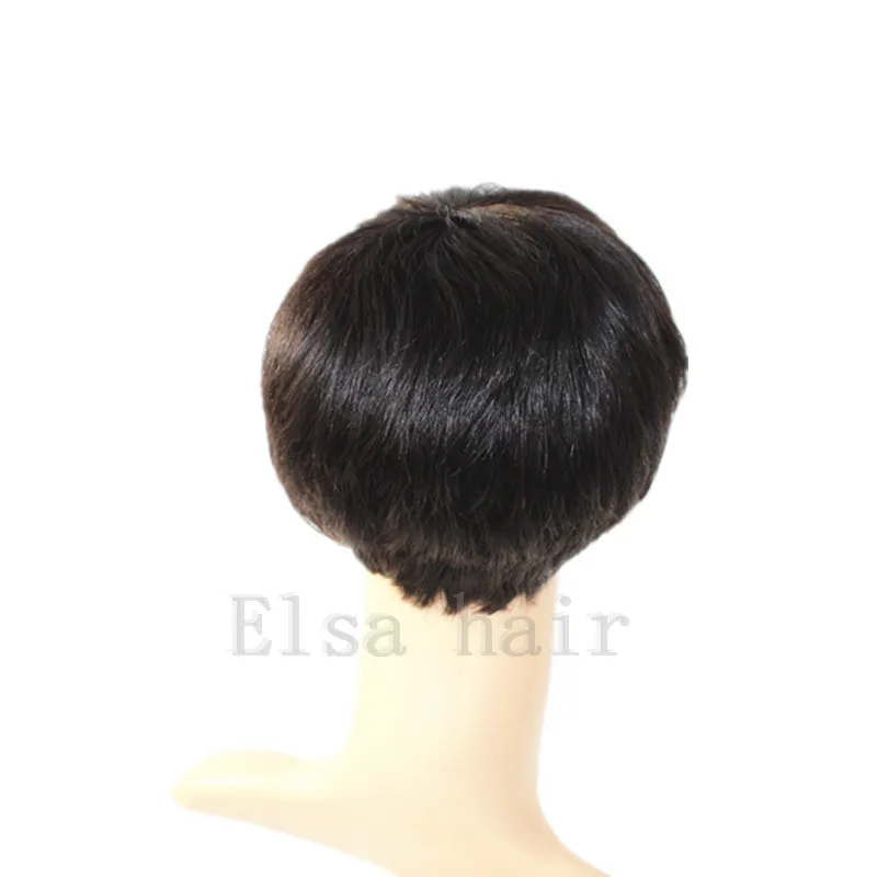 Krótki tani pixie Cut Human Natural Black Hair Blueless Pełna peruka dla czarnych kobiet ludzkie czarne włosy krótkie cięte peruki 2773237