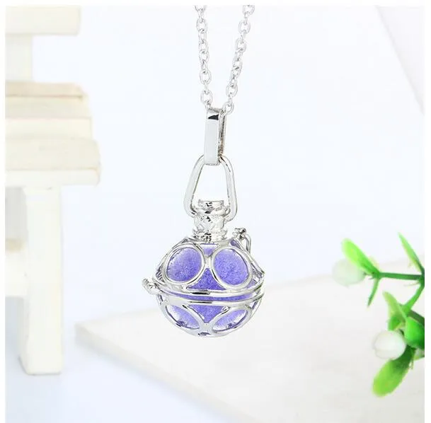 DIY can open essential oil cotton ball perfume necklace hollow fragrance necklace